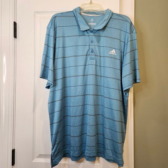 Adidas Men's 2XL Blue Striped Performance Golf Polo Shirt‎ - Picture 1 of 6